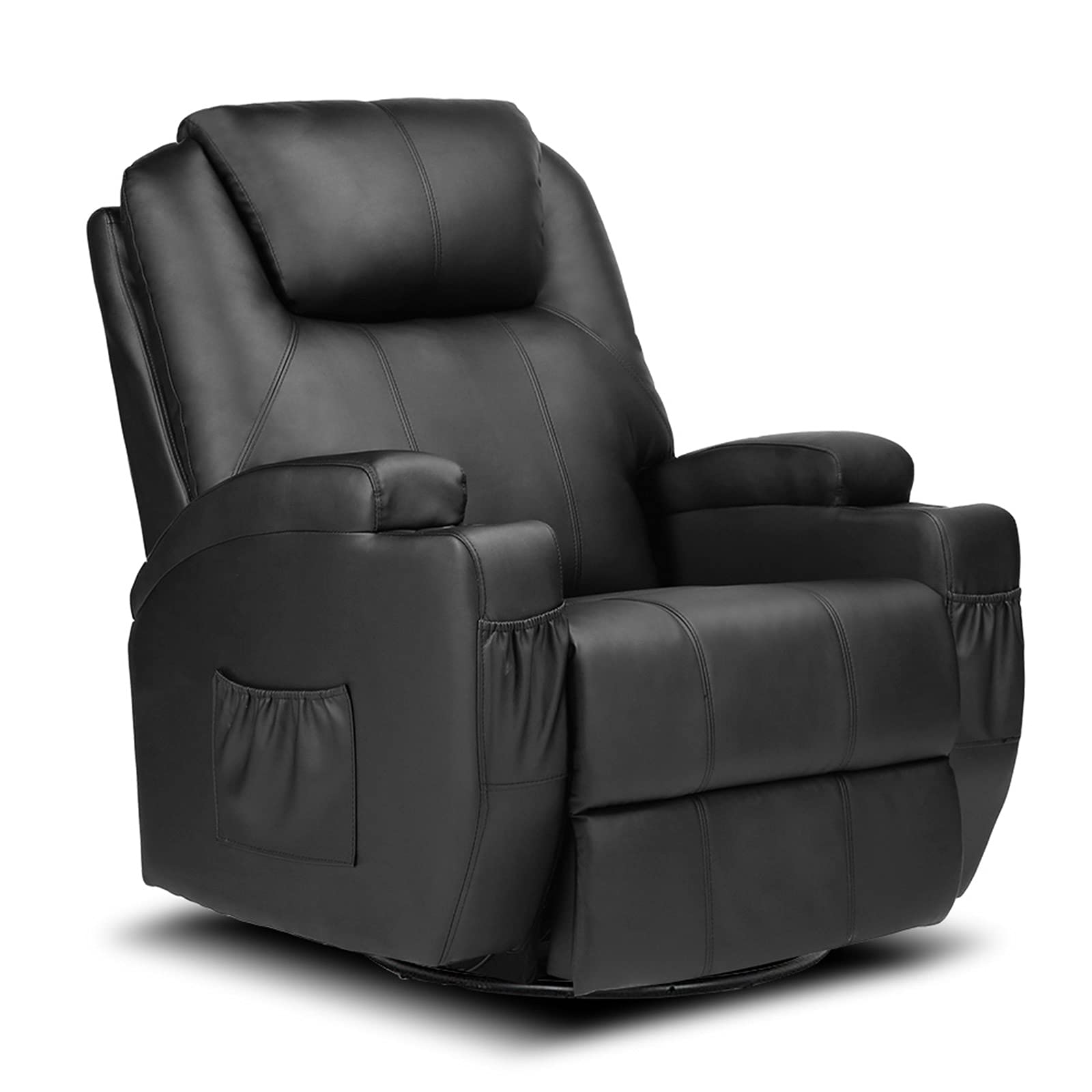 Premium Leather Massage Recliner Chair - Full Body Zero Gravity Sofa for Living Room & Bedroom - Black Upholstered Relaxation Chair for Stress Relief & Home Comfort