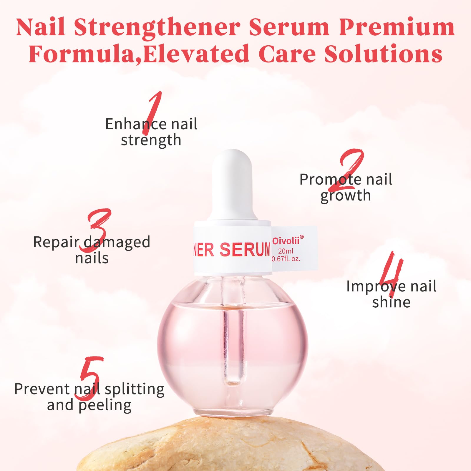 Nail Strengthener & Repair Treatment for Thin, Weak, Damaged Nails - Ridge Filling Base Coat with Growth Conditioning | At-Home Salon Nail Care Solution