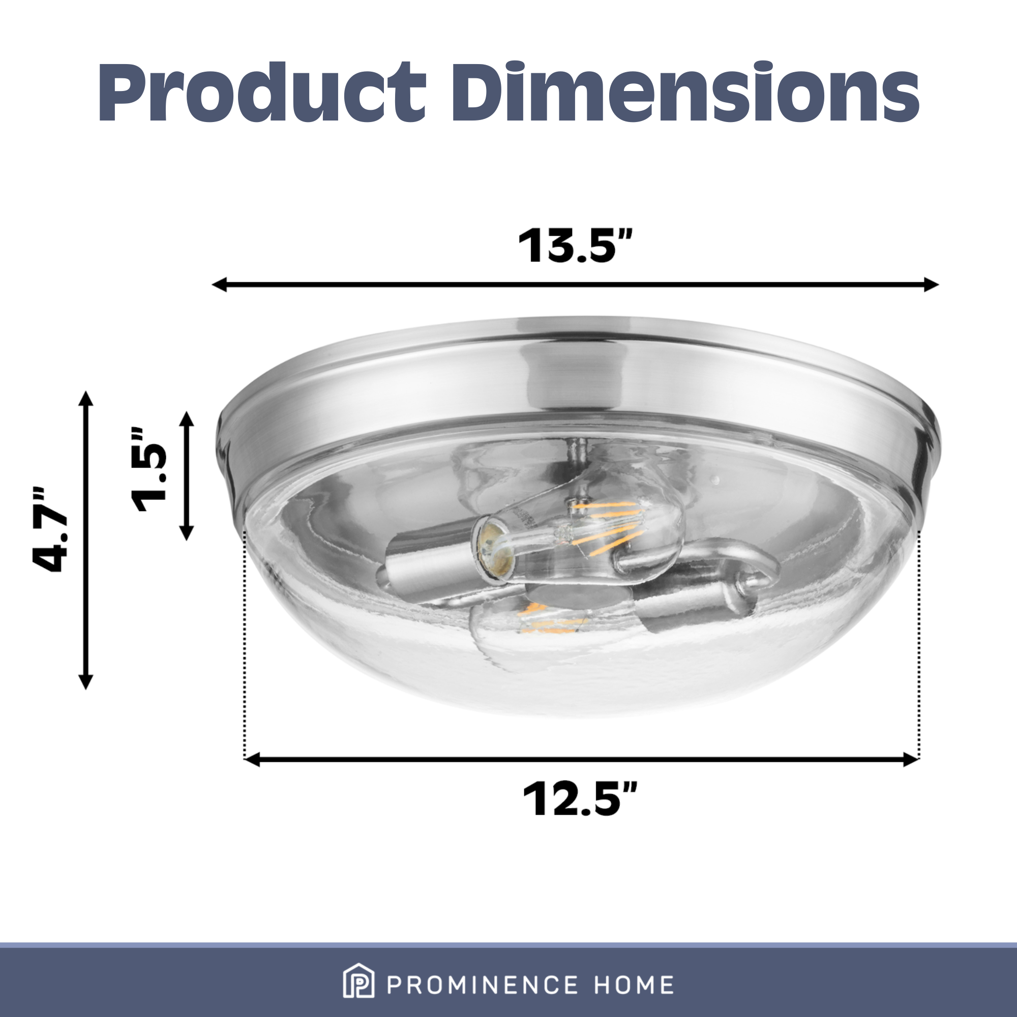 Madalyn Dome Flushmount Light Fixture - Clear Glass Shade with Brushed Nickel Finish - Modern Ceiling Lighting for Bedroom, Hallway & Entryway