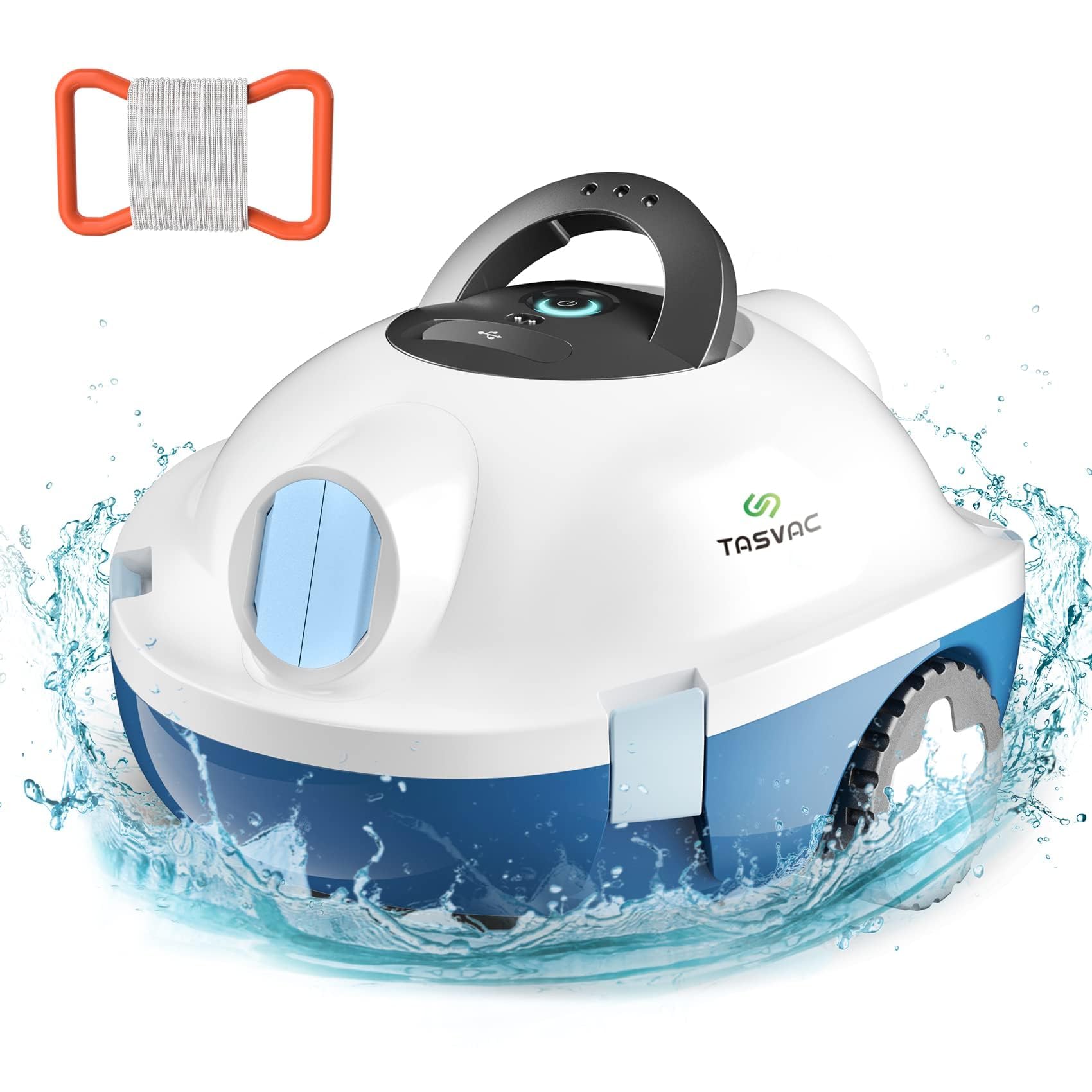 TASVAC Cordless Robotic Pool Cleaner - Automatic Pool Vacuum Cleaner with 90 Min Runtime, Self-Parking, Lightweight Design for In-Ground & Above Ground Pools up to 65ft/1100 Sq.Ft - Perfect for Weekly Pool Maintenance & Seasonal Cleaning