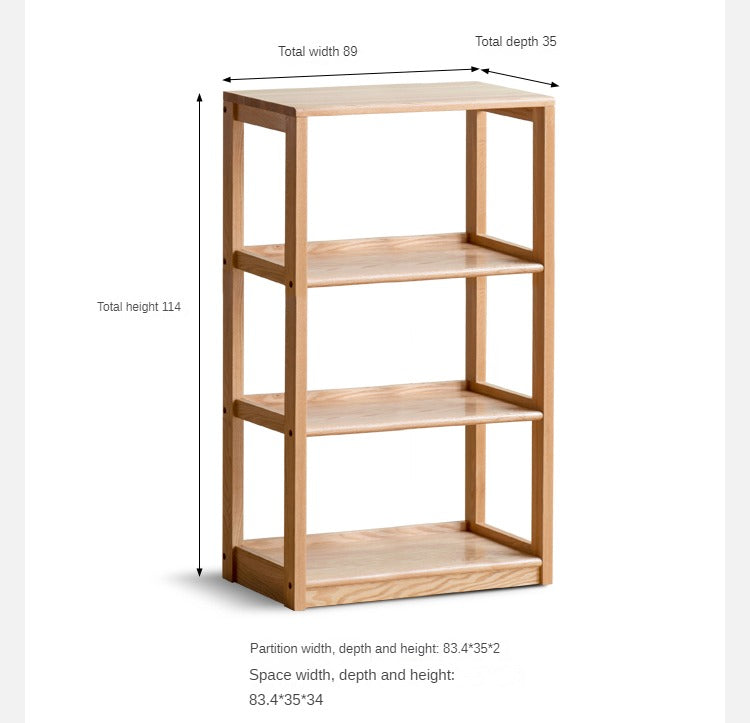 Solid Oak Wood 5-Tier Bookshelf - Sturdy Multi-Layer Bookcase for Home Office, Living Room & Library Storage