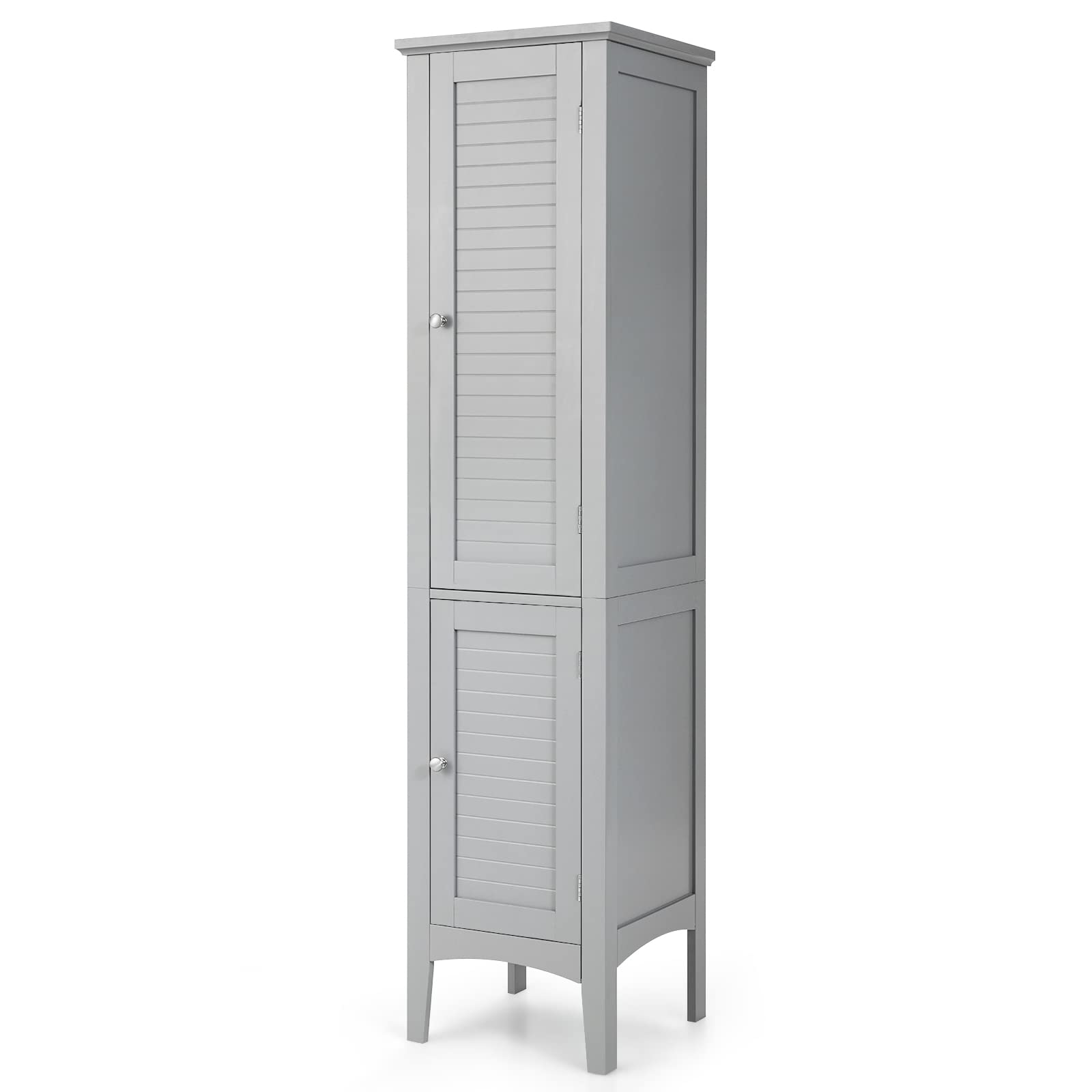 Giantex 5-Tier Storage Cabinet - Freestanding Tall Bathroom Organizer with Shelves for Bathroom, Kitchen, Living Room & Linen Closet - Space Saving Narrow Floor Cabinet (Gray) | Perfect for Small Spaces, Apartment Storage & Home Organization