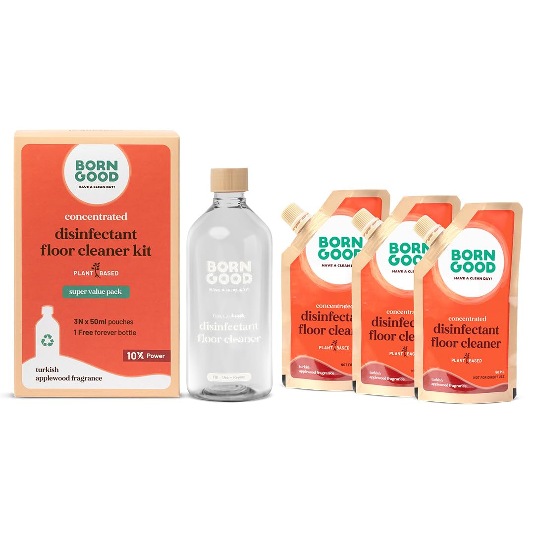 Born Good Disinfectant Floor Cleaner Concentrate 1.5L (50ml Makes 500ml) | Non-Toxic, Hypoallergenic Formula Safe for Kids & Pets | Works on All Floor Types | Perfect for Homes with Children, Pets or Allergies | Kitchen, Bathroom & High-Traffic Area Cleaning