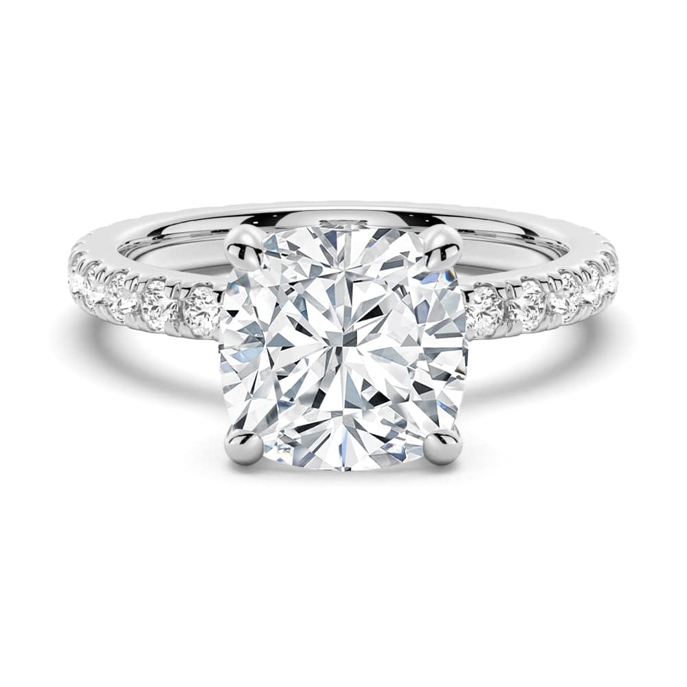 Stunning Cushion Cut Moissanite Engagement Ring with Eternity Pave Band - Perfect for Proposals, Anniversaries & Bridal Jewelry