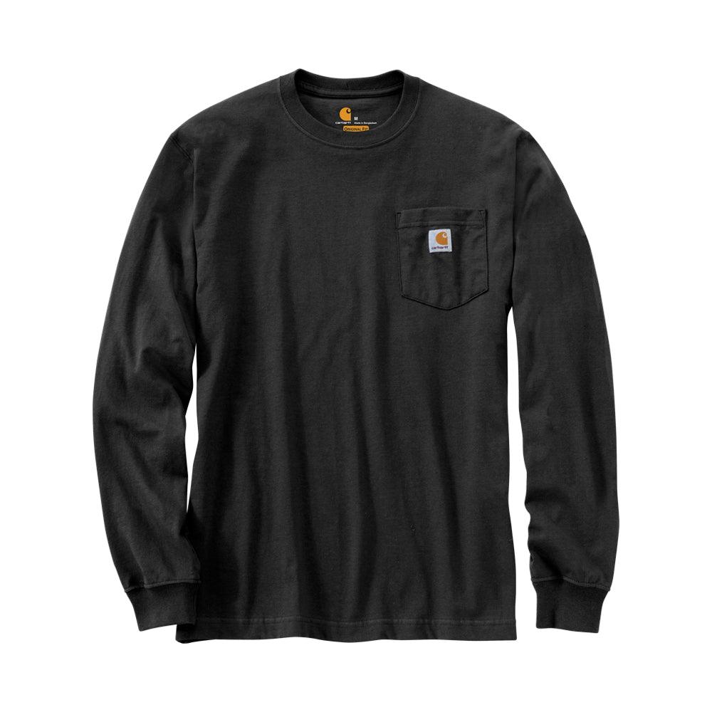 Premium Heavyweight Loose Fit Long Sleeve Pocket T-Shirt for Men - Black | Comfortable Casual Wear for Everyday, Work & Outdoor Activities