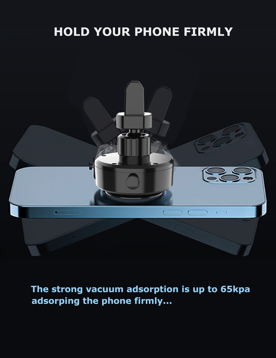 PHOCAR Vacuum Car Phone Holder - Air Vent Phone Mount with Automatic Suction, No Metal Plate or Magnet Needed - Compatible with iPhone 15 Pro Max, Samsung Galaxy, OnePlus, Xiaomi, Pixel, Nokia - Perfect for Driving, Navigation & Hands-Free Calls
