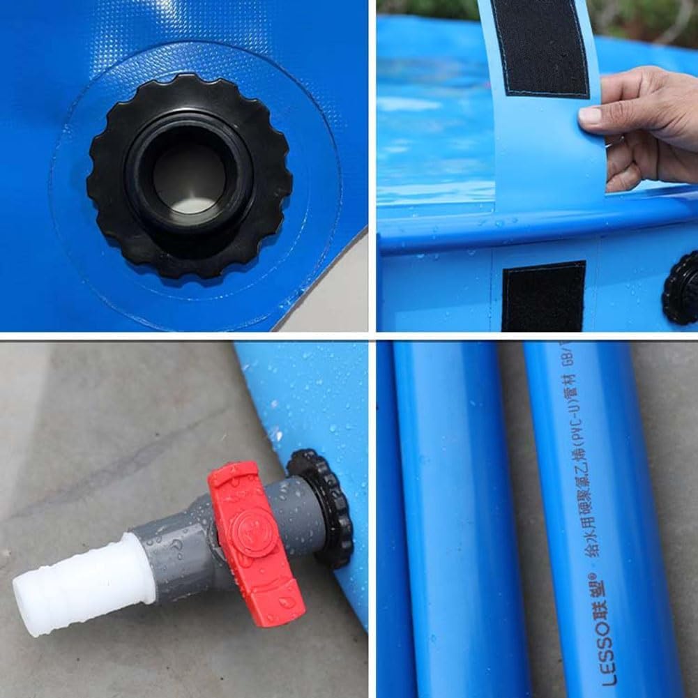 Durable Above Ground Round Outdoor Koi Fish Pond Pool with Sturdy Frame - 1350L PVC Water Storage Tank for Koi Keeping, Fish Farming & Garden Irrigation | Perfect for Backyard, Patio & Farm Use