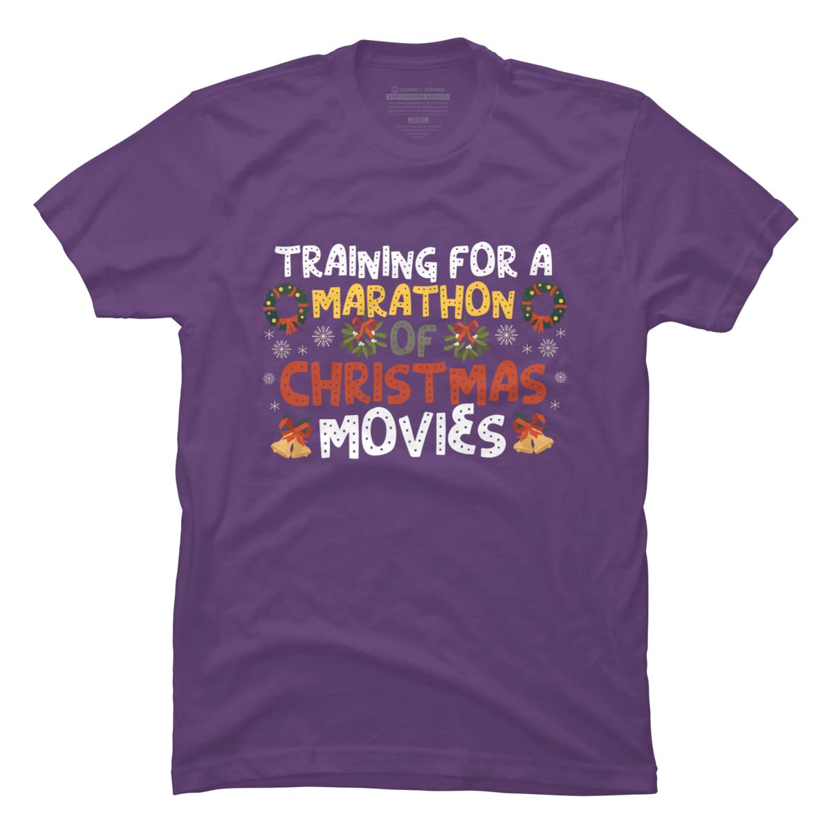 Design By Humans Men's Marathon Christmas Movies Training T-Shirt - Funny Holiday Graphic Tee for Movie Lovers & Christmas Enthusiasts - Perfect for Gifts, Parties & Cozy Winter Nights