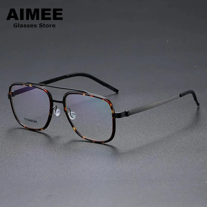 Stylish Unisex Square Full Rim Double Bridge Titanium Acetate Eyeglasses Frame 9911 - Perfect for Work, Reading & Fashion Accessories