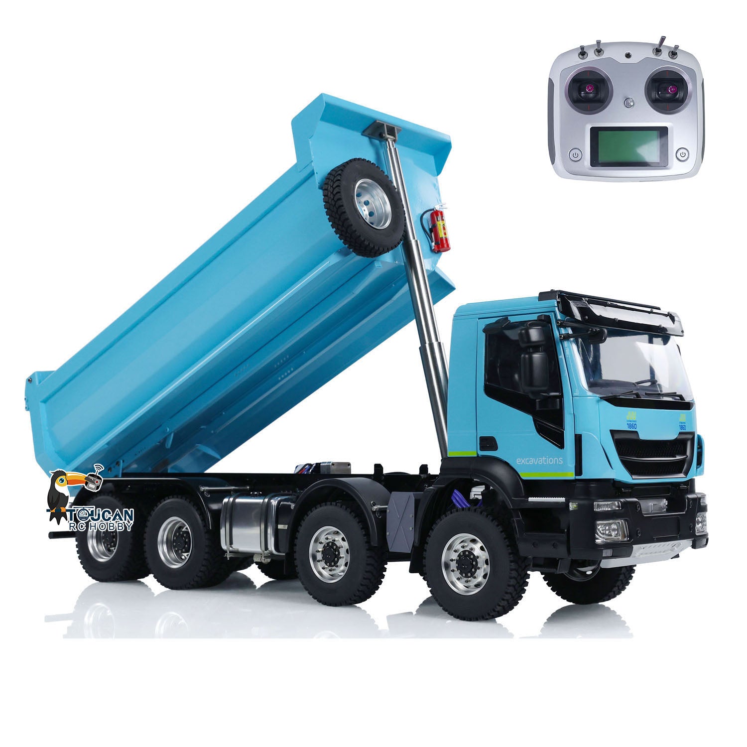 1/14 Scale 8x4 Metal Hydraulic RC Dump Truck - 2 Speed Radio Remote Control Tipper Car with ESC & Servo Motor - Realistic Construction Vehicle Model for Kids & Adults - Perfect for Outdoor Play, Construction Site Simulation & DIY Projects