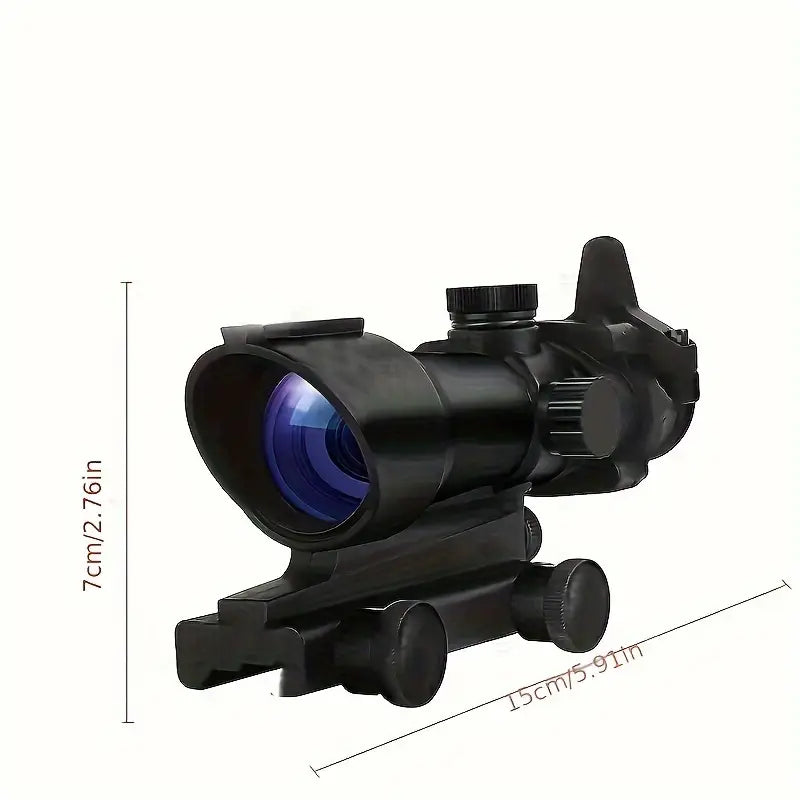 4X32 Prism Scope with Red Fiber Optics & Chevron Reticle - Red Dot Sight for Hunting, Shooting & Tactical Use | Durable Rifle Scope for Outdoor Adventures