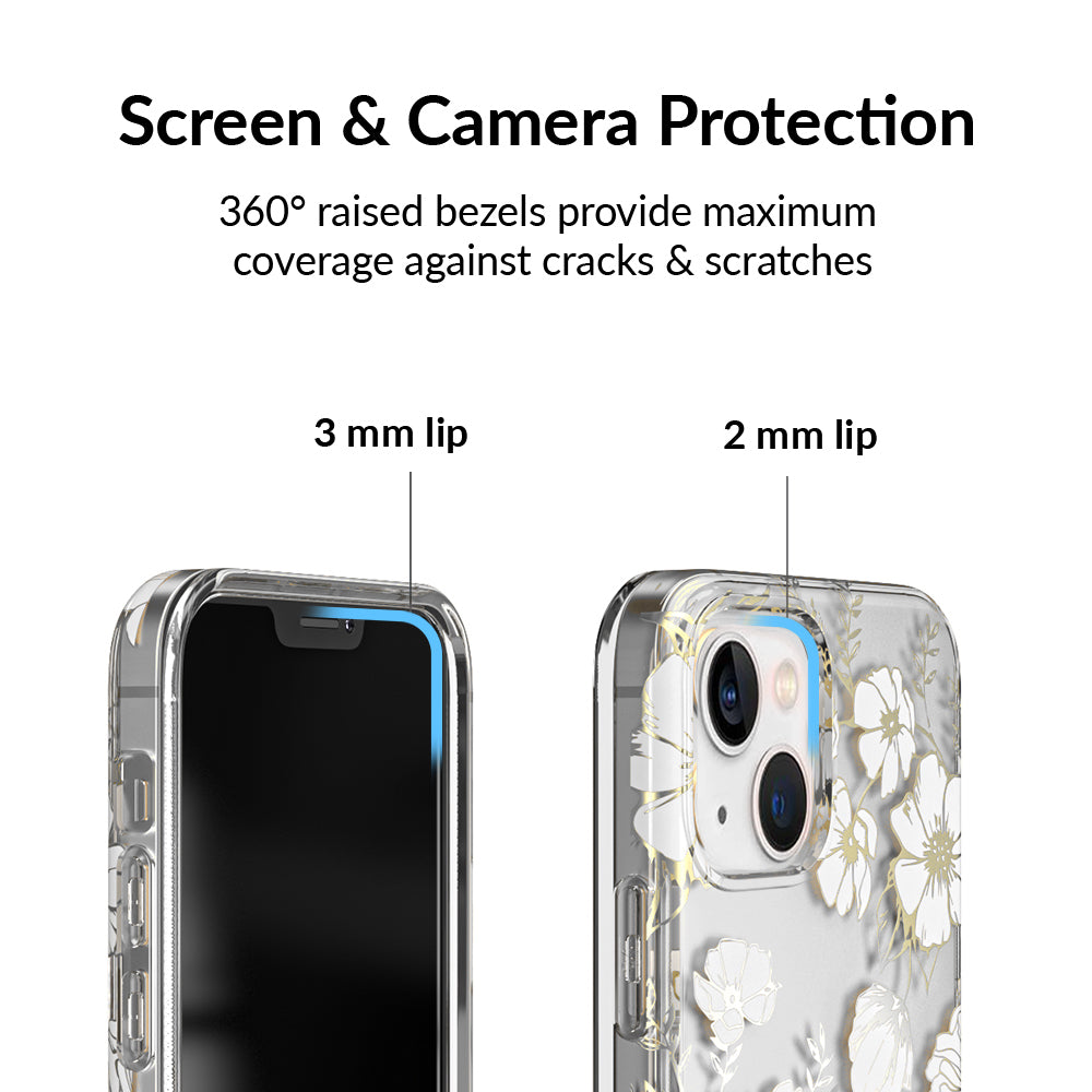 Elegant White & Gold Floral Transparent iPhone Case - Slim Protective Cover for iPhone 12/13/14/15 - Perfect for Everyday Use, Office & Special Occasions