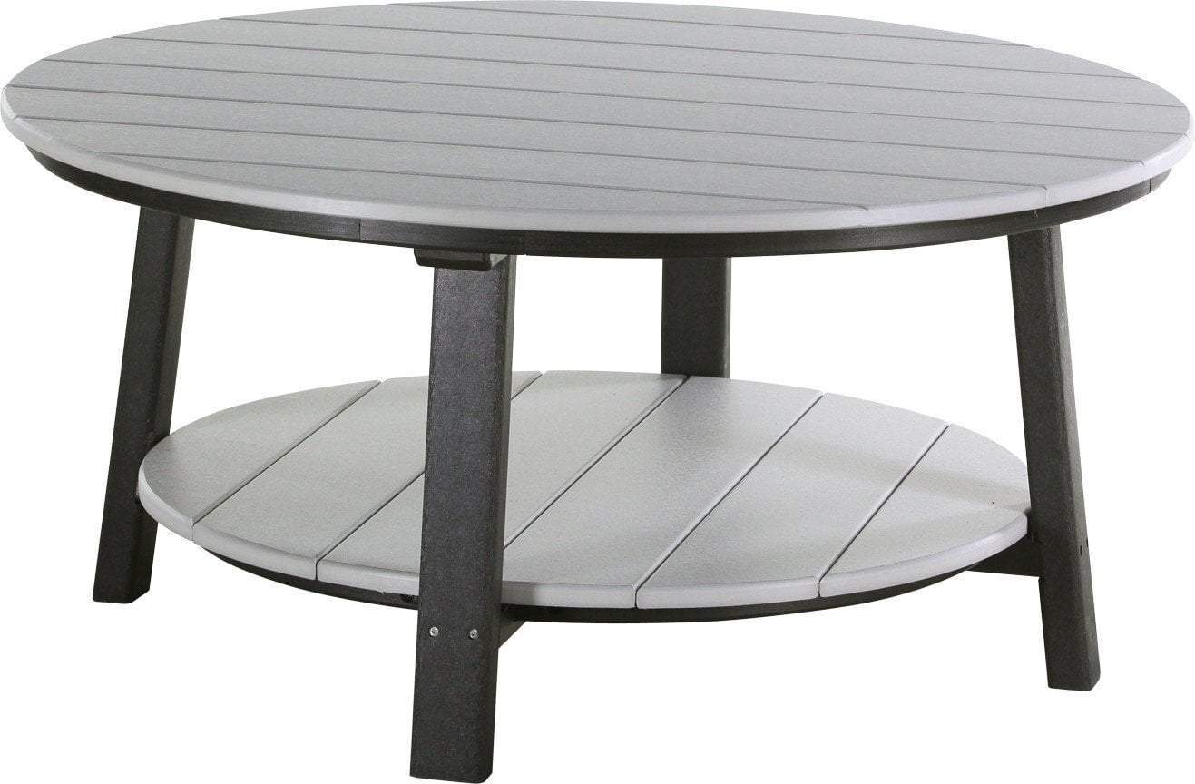 LuxCraft Dove Gray Recycled Plastic Deluxe Conversation Table with Cup Holder - Outdoor Patio, Garden, Deck Furniture for Relaxing & Entertaining