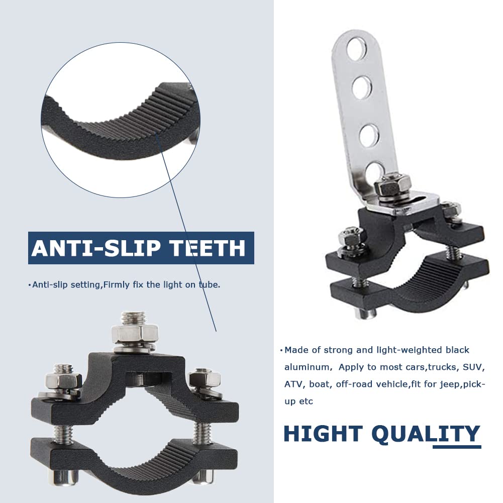1.2 Inch Motorcycle Light Bar Bracket - Heavy Duty Offroad Tube Clamp for LED Work Lights (18-30mm) | Universal Mount for Motorcycle, Bicycle, Car Bull Bar | Durable Mounting Bracket for Off-Roading, Night Riding & Work Lighting