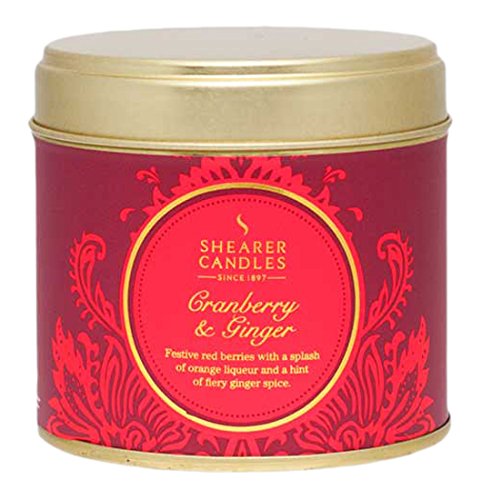 Premium Cranberry & Ginger Scented Tin Candle - Large Red Aromatherapy Candle (7.5 x 7.5 x 7.2 cm) for Home Decor, Relaxation & Holiday Gifts