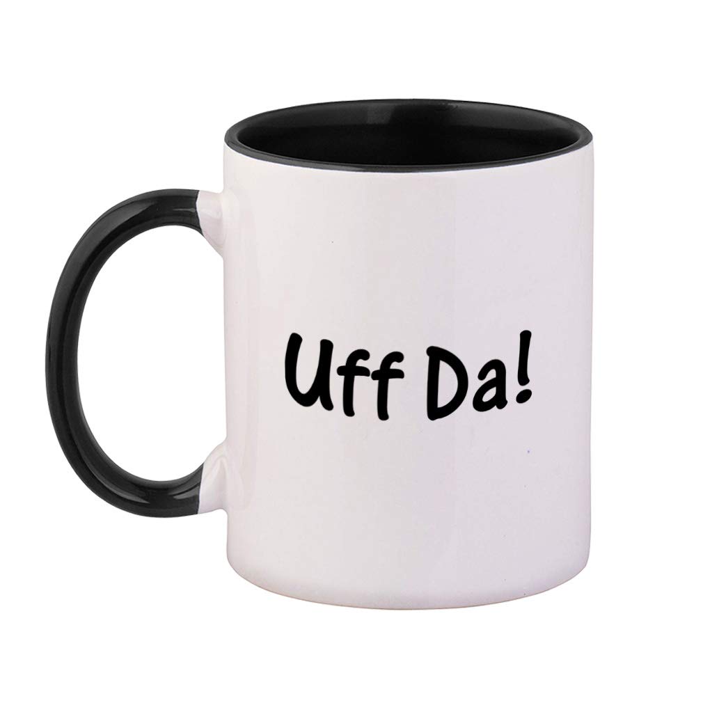 Uff Da Ceramic Mug - Black Coffee Cup with Stylish Print | Perfect for Coffee, Tea & Hot Drinks at Home or Office