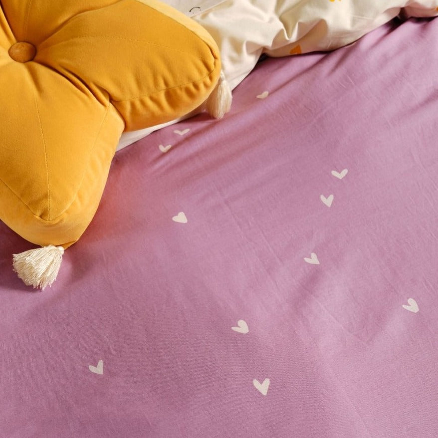 I Heart You Reversible Quilt Cover Set by Linen House Kids - Soft & Comfortable Bedding for Kids' Room Decor, Nursery, and Cozy Sleep