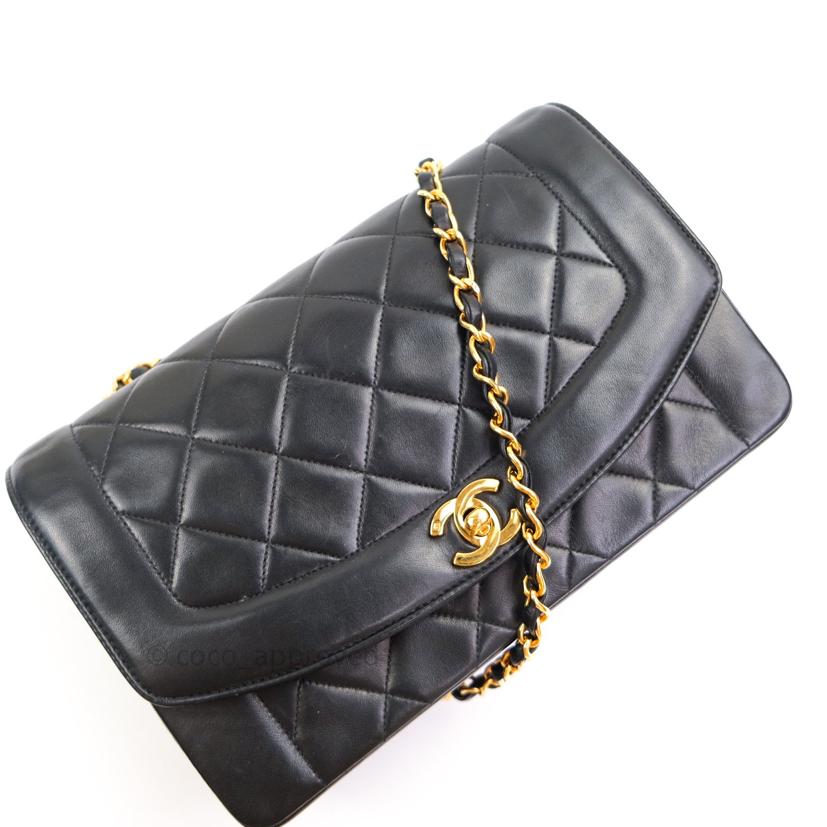 Vintage Chanel Black Quilted Lambskin Medium Classic Diana Flap Bag - Luxury Handbag for Women, Perfect for Parties, Date Nights & Special Occasions