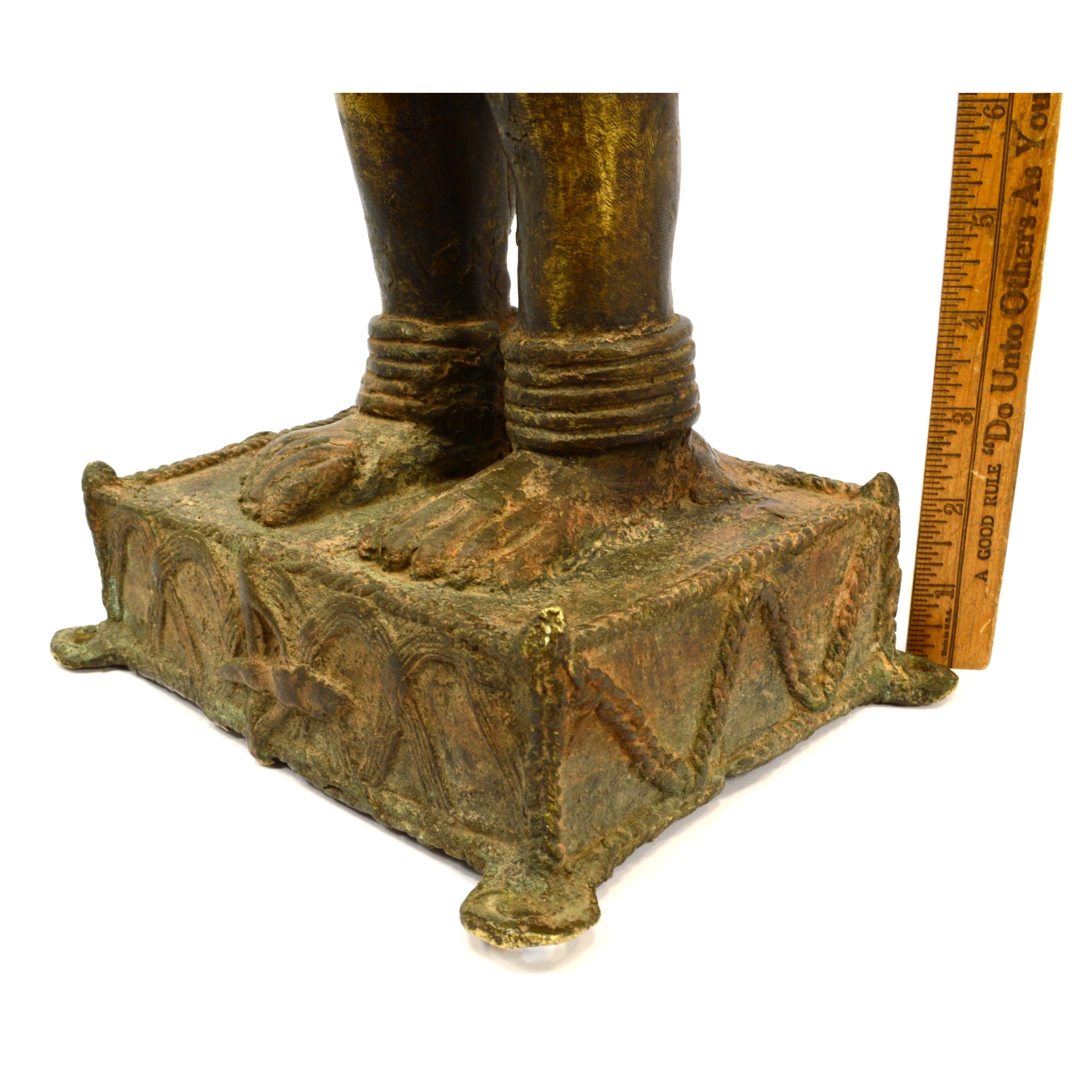 Antique African Benin Brass Bronze Statue - 24 Inch 19th Century Replica, Heavy 38 lbs - Perfect for Home Decor, Museum Display & African Art Collection