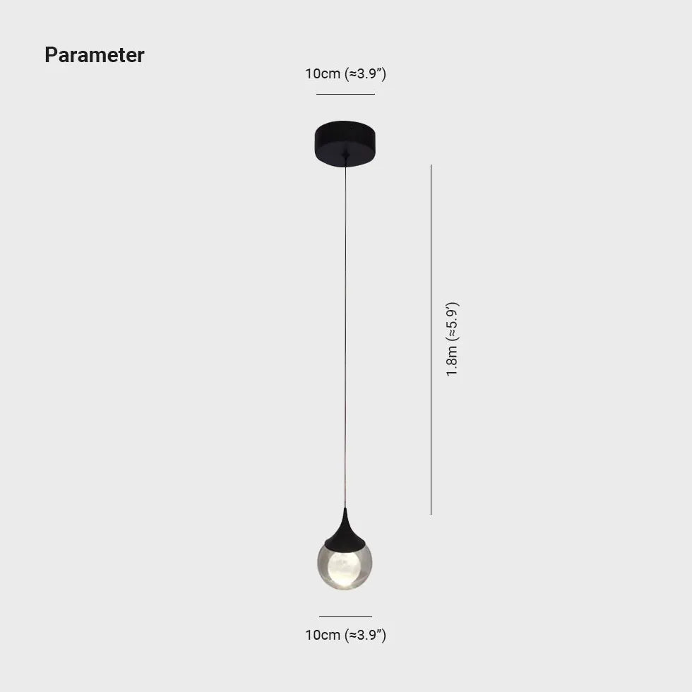 Clear Glass Ball Pendant Light - Modern Single Hanging Fixture for Kitchen Island, Dining Room, or Bedroom Lighting