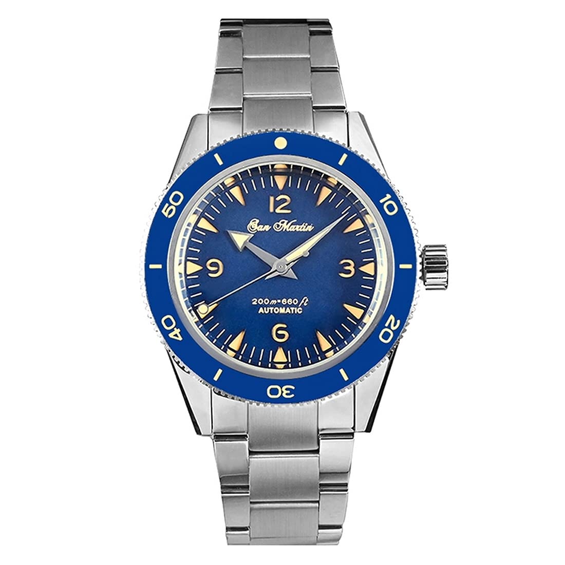 San Martin Men's Automatic Dive Watch - 200m Waterproof Self-Winding Mechanical Military Wristwatch with Super Luminous for Scuba Diving, Swimming & Outdoor Sports