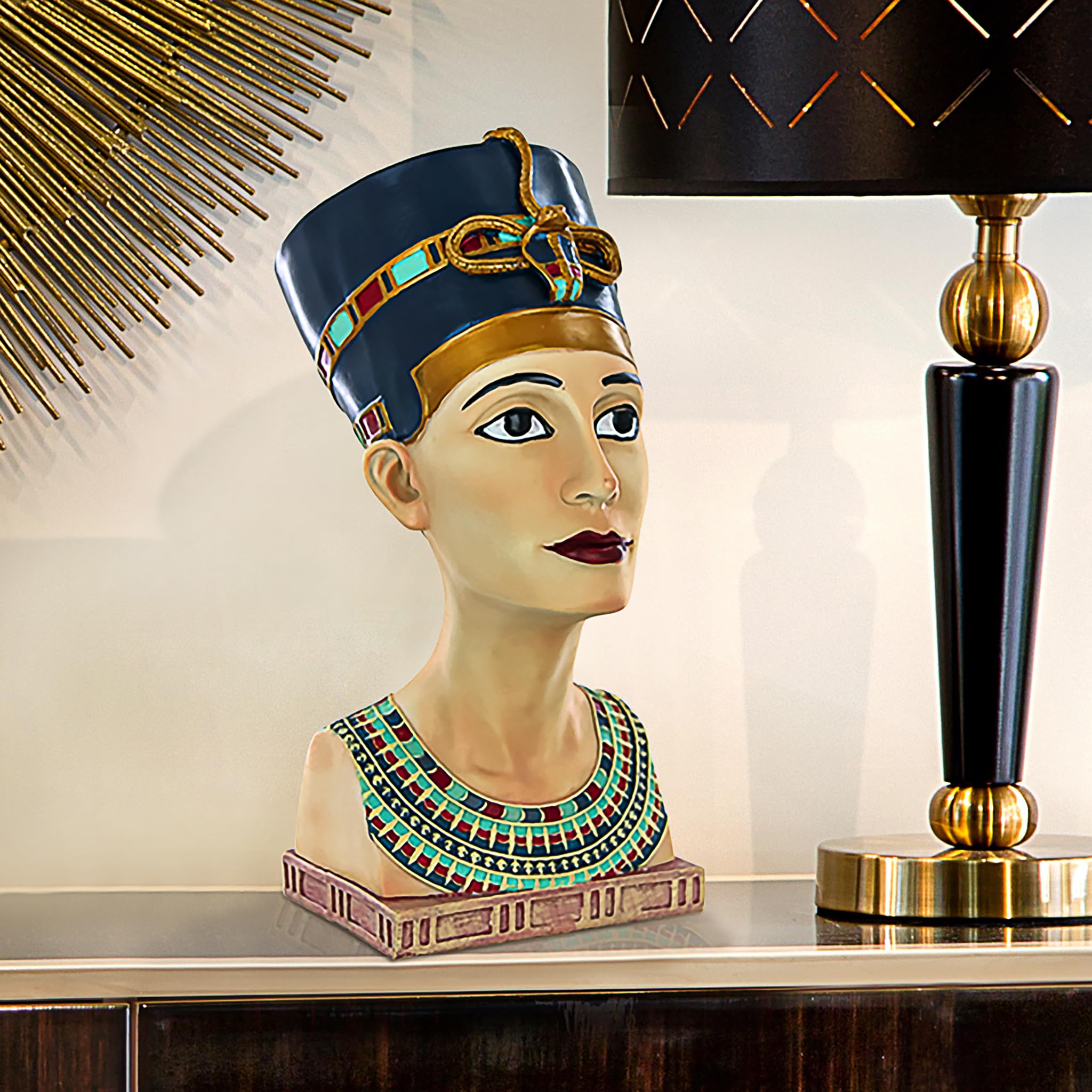 Design Toscano Egyptian Queen Nefertiti Royal Bust Statue - Large Size Home Decor for Living Room, Office, or Garden