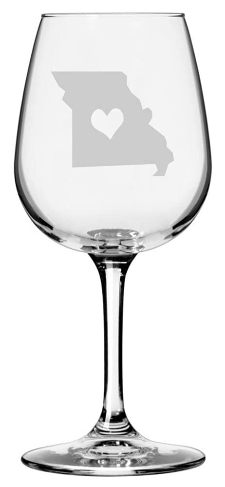 Missouri Heart Wine Glass 12.75oz - Elegant Etched All-Purpose Glass for Parties & Gifts