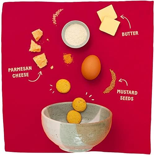 Michel et Augustin Gourmet Crackers - Parmesan Cheese & Mustard Seed Savory Biscuits (3.5 oz) | French Artisan Snacks for Parties, Charcuterie Boards & Wine Pairings