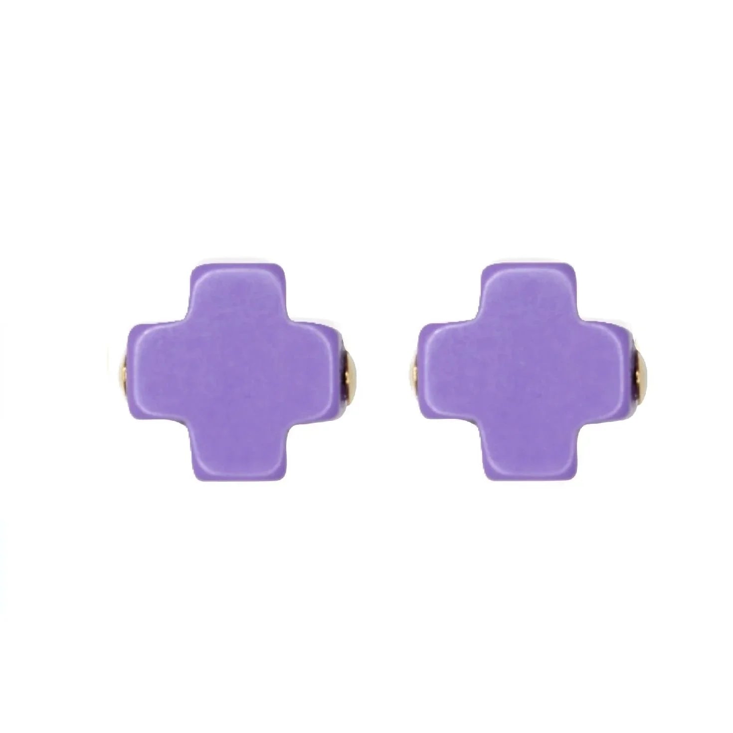 Enewton Signature Cross Stud Earrings for Women - Purple Cubic Zirconia CZ Earrings for Everyday Wear, Gift Giving & Special Occasions