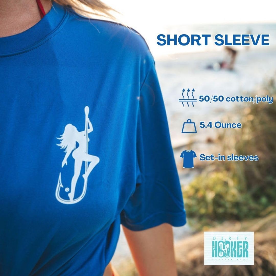 Dirty Hooker Fishing Shirts for Men & Women - Breathable Short Sleeve Cotton T-Shirts - UV Protection & Quick Dry - Perfect for Bass Fishing, Boat Trips & Outdoor Adventures