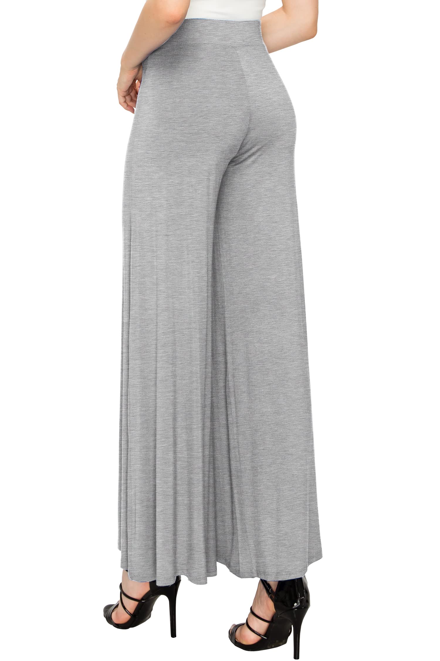 Johnny Women's Solid Casual Wide Leg Palazzo Lounge Pants - Stretchy Comfortable Elastic Waist Pants for Yoga, Home, Travel & Relaxation