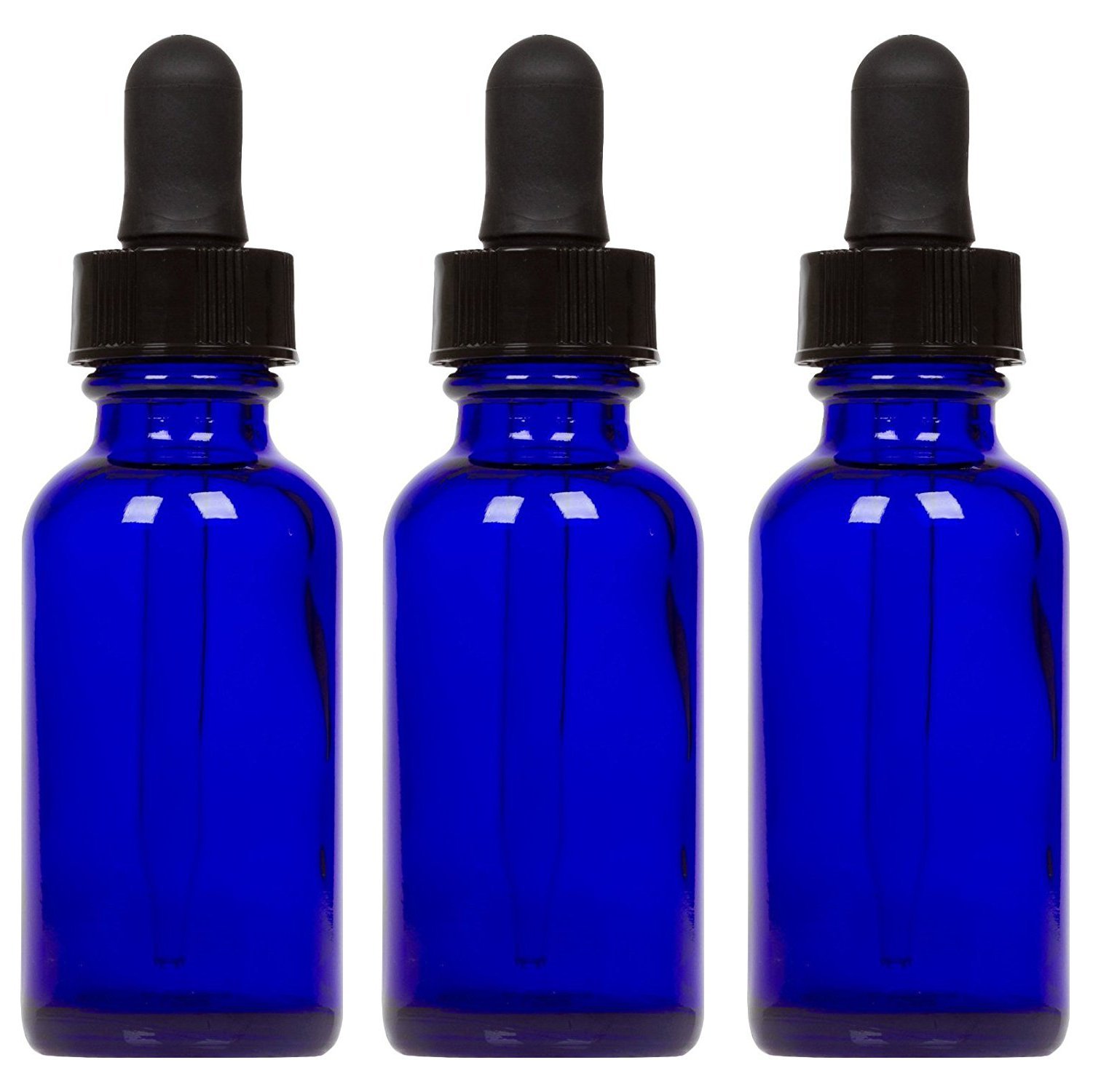 Premium Cobalt Blue Glass Bottles with Dropper (1 oz, 3-Pack) - Essential Oil Bottles, Perfume Containers & Cologne Storage - Includes Blank Labels - Perfect for DIY Aromatherapy, Travel & Gift Packaging