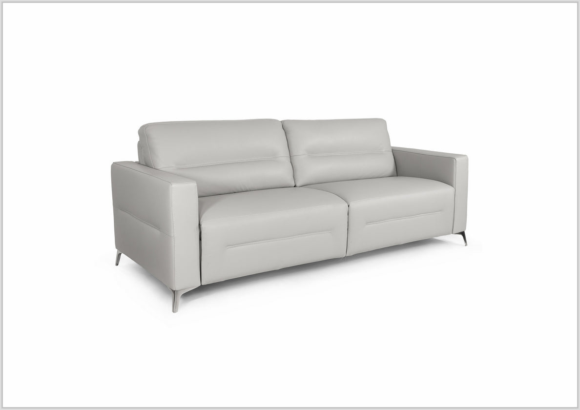 Kathy Ireland Tucson Genuine Leather Queen Sleeper Sofa with Chrome Steel Legs - Convertible Sofa Bed for Living Room, Guest Room & Small Spaces