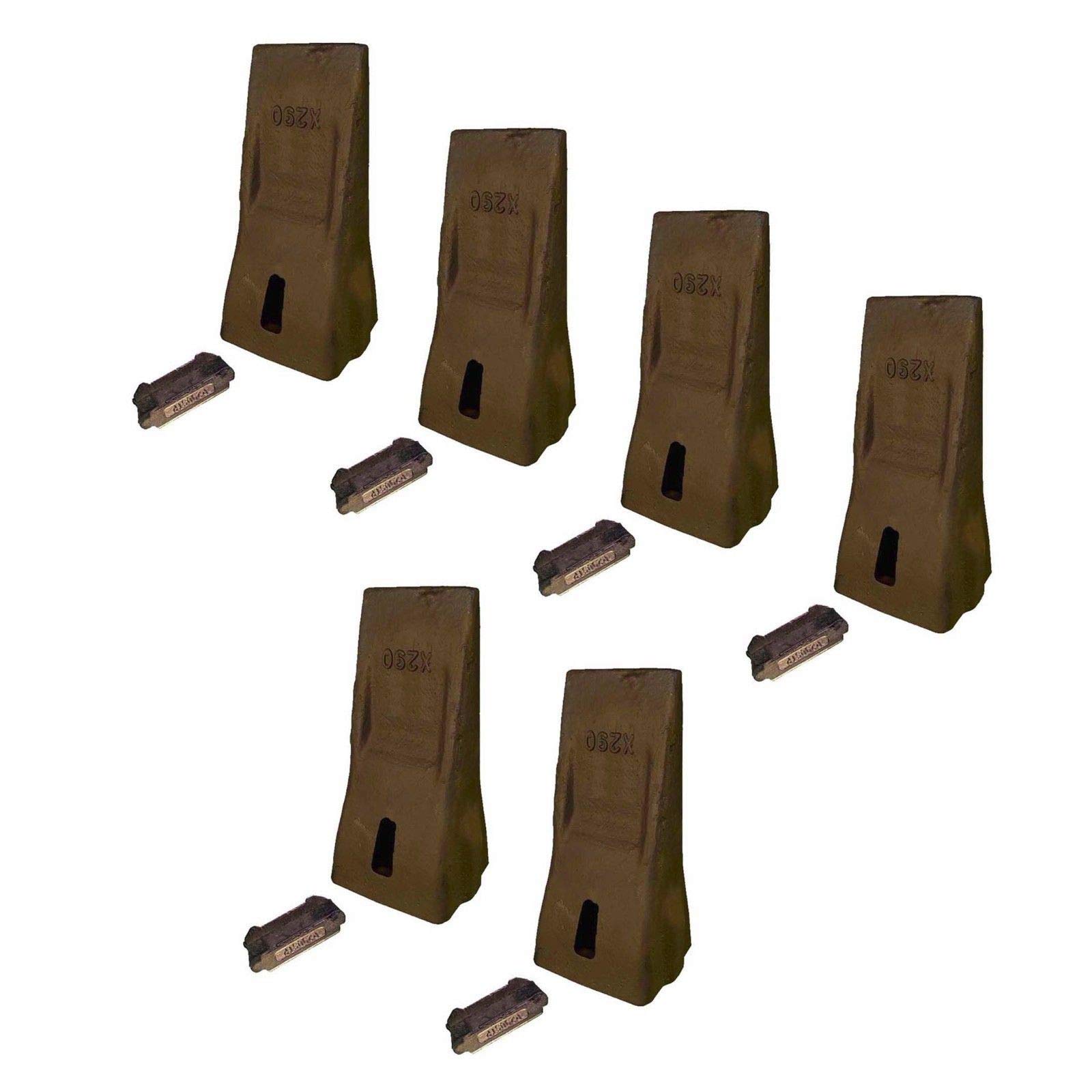 Hensley Style Parabolic Standard Dirt Teeth with Flex Pins - 290 Series X290 - Heavy Duty Excavator Bucket Teeth for Construction and Mining Equipment
