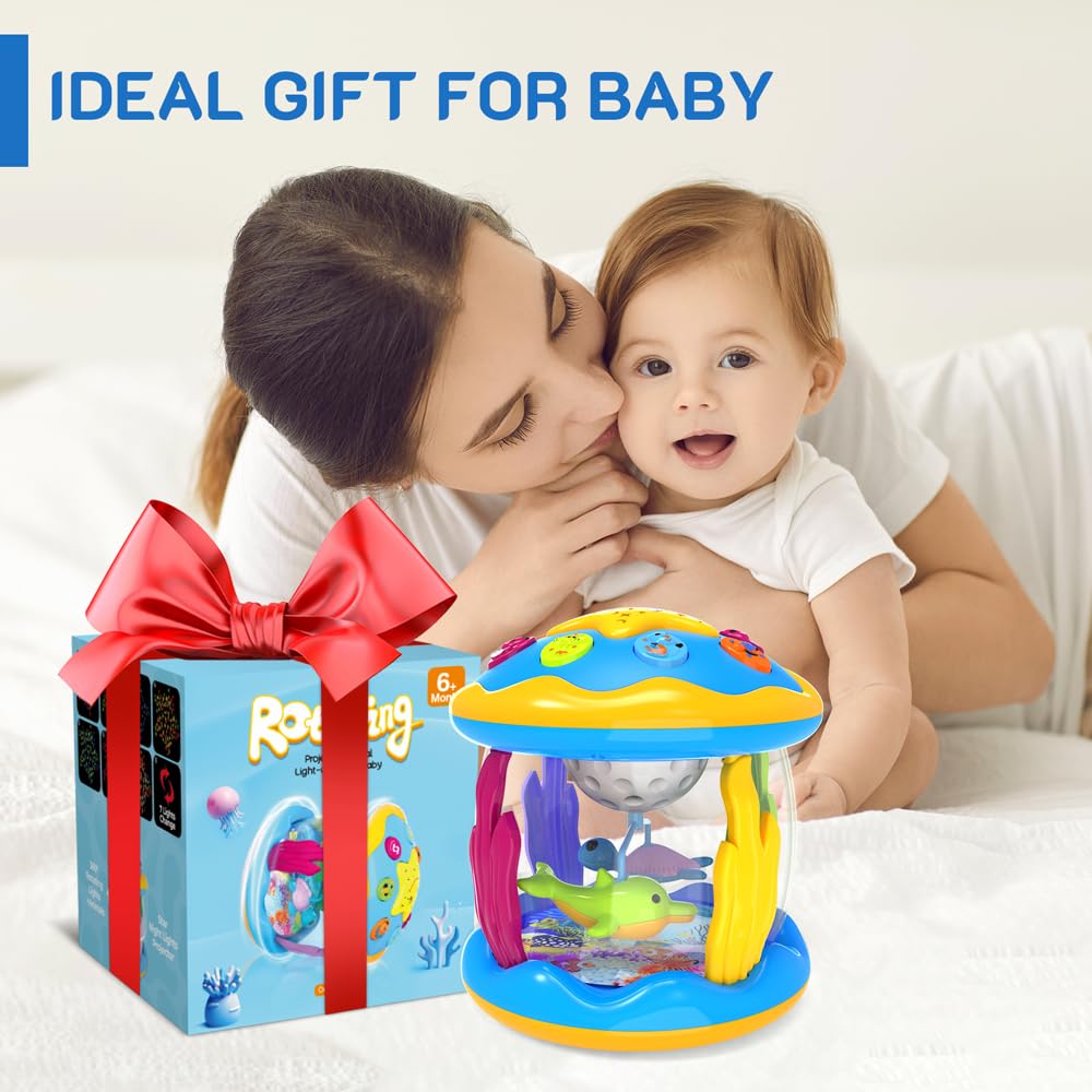 Best Baby Toys 6-12 Months - Musical Projector with Rotating Lights & Soothing Sounds, Interactive Tummy Time Toy for Infants 12-18 Months, Early Learning Educational Toy for Toddlers 1-3 Years - Perfect Birthday Gift for Boys & Girls (0-3-6-9-12-18 Months) | Ideal for Nursery Playtime, Sensory Development & Bedtime Relaxation