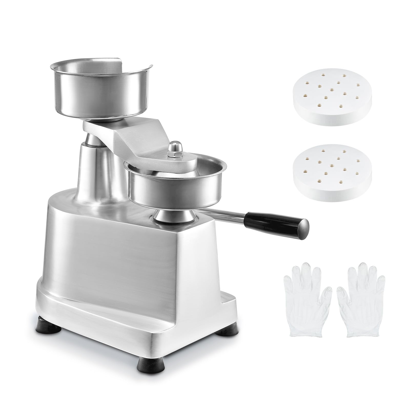 VEVOR Commercial Hamburger Patty Maker Machine - 5 Inch (130mm) Heavy Duty Stainless Steel Burger Press with 1000 Patty Papers - Professional Kitchen Meat Forming Processor for Restaurants, BBQ Parties & Home Cooking