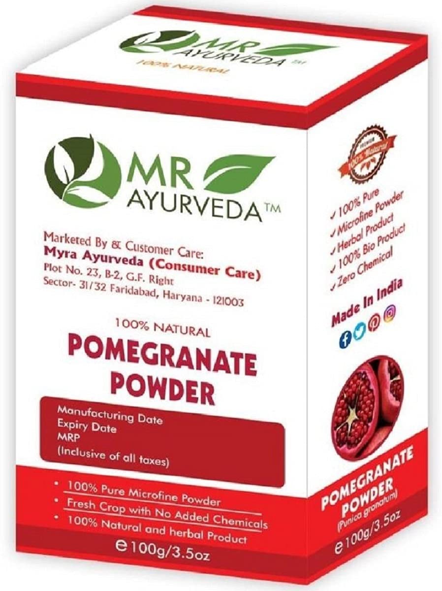 MR Ayurveda Organic Pomegranate Peel Powder for Face, Skin & Hair Care - 100% Natural, No Added Chemicals, 200g (Pack of 2) | Brightening Facial Mask, Exfoliating Scrub & Hair Growth Treatment