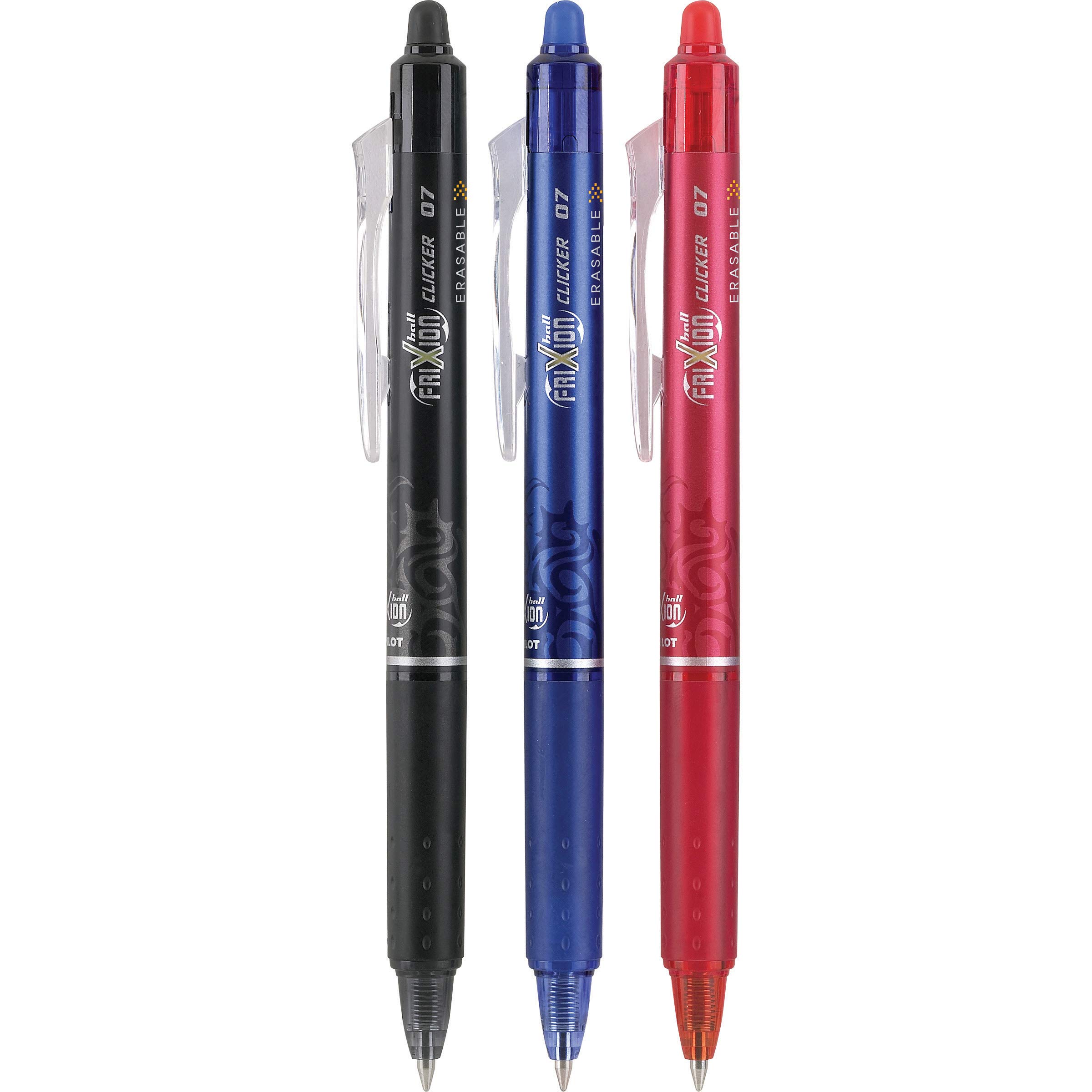 Pilot FriXion Clicker Erasable Gel Pens 0.7mm Fine Point - 36 Pack (Black, Blue, Red) - Smooth Writing for School, Office & Note Taking