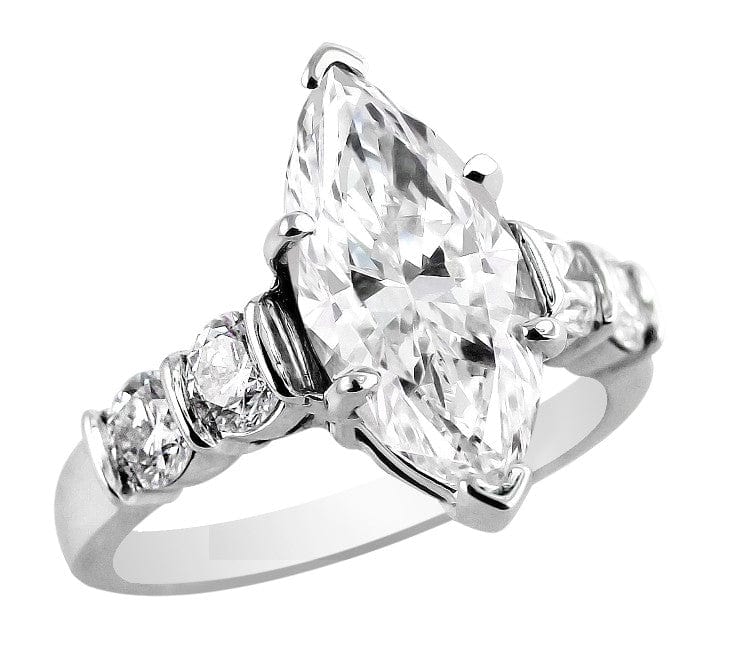 18K White Gold 3 Carat Marquise Cut Diamond Engagement Ring for Women - Perfect for Proposals, Anniversaries & Special Occasions
