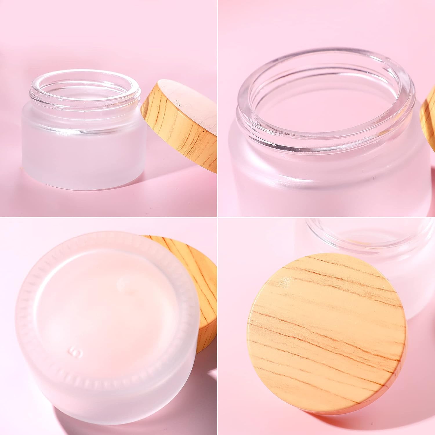 5Pcs 15ml Refillable Glass Cosmetic Jars with Lids - Small Empty Travel Containers for Lotion, Cream, Ointment & Samples | Perfect for DIY Skincare, Makeup Storage & Travel Toiletries