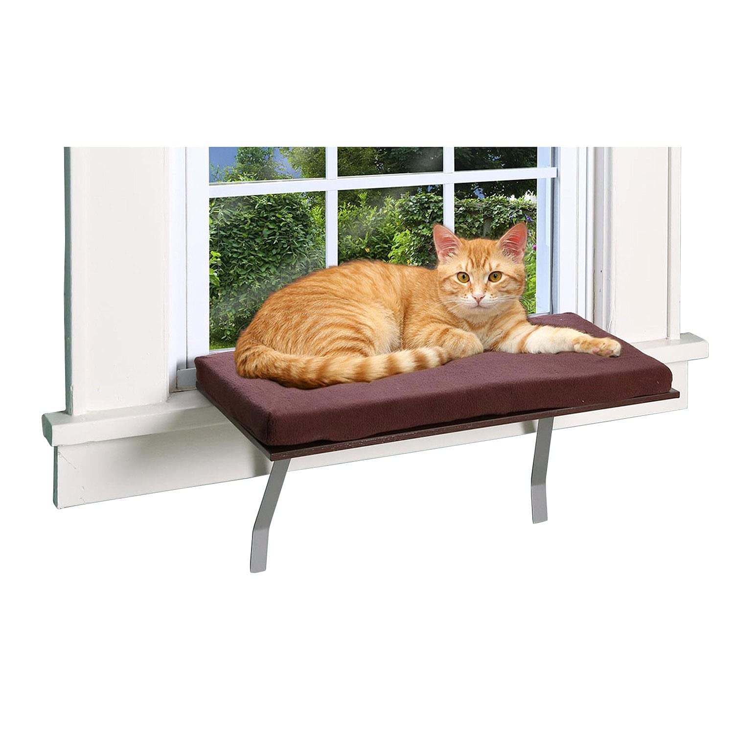Sunny Kitty Window Perch Seat - Cozy Fleece Foam Cushion with Washable Cover for Cats | Perfect Window Sill Shelf for Cat Napping & Bird Watching