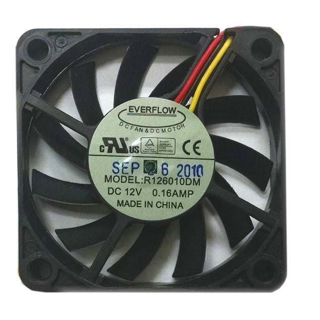 Everflow 60x60x10mm Medium Speed 12V DC 3-Wire 3-Pin Cooling Fan R126010BM - Perfect for PC Cooling, Electronics, and DIY Projects