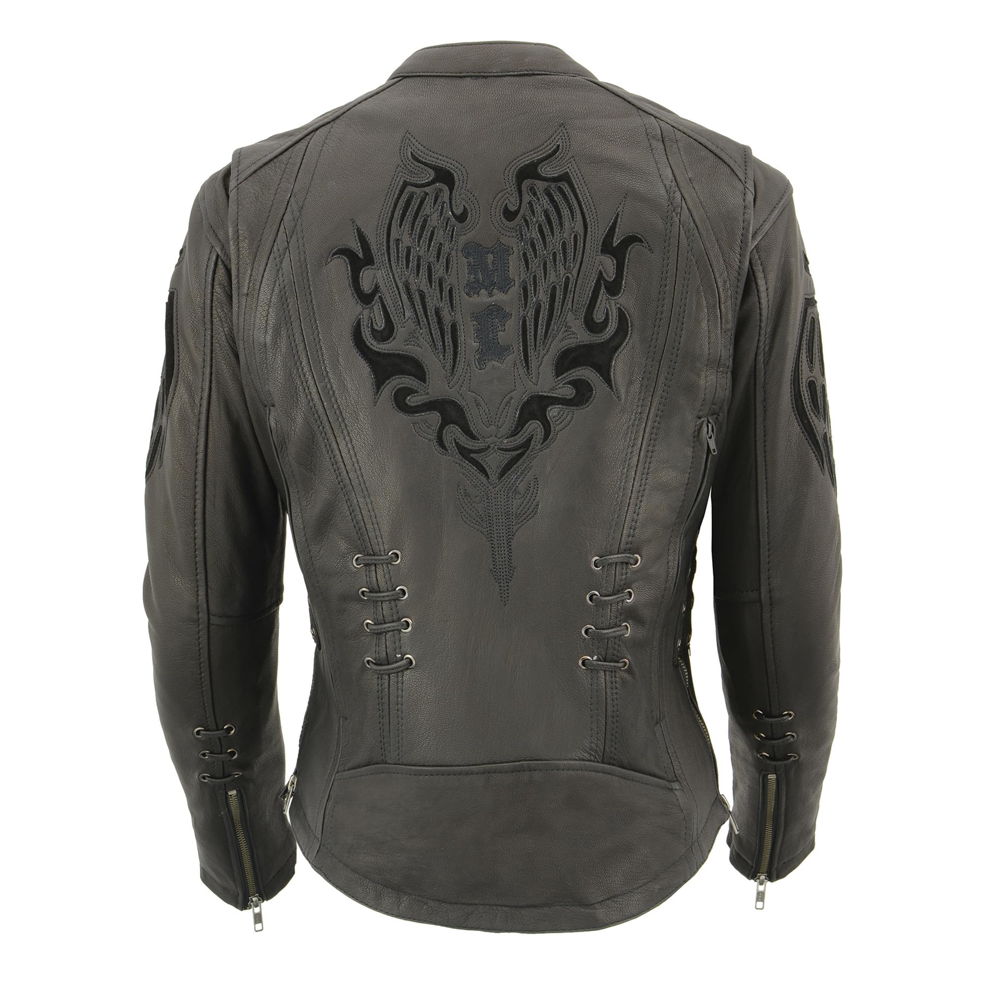 Milwaukee Leather Women's Lightweight Scuba Racer Jacket with Lace & Grommet Details MLL2535 - Perfect for Motorcycle Riding, Casual Outfits & Fashionable Layering
