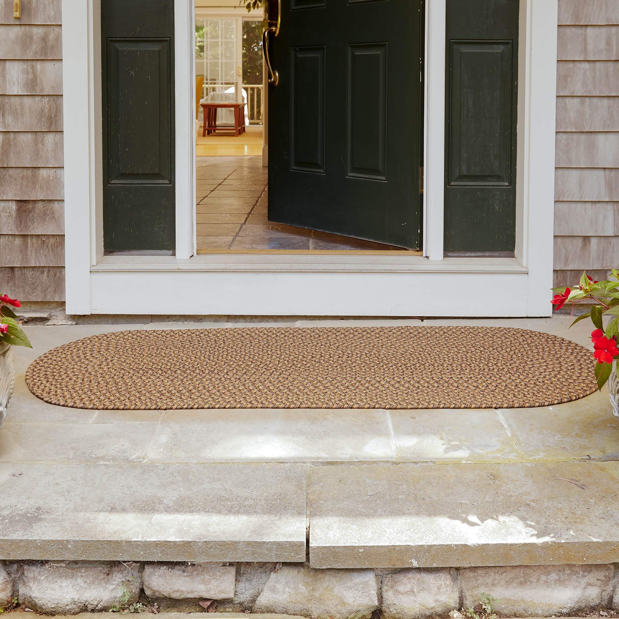 Braided Area Rugs for Indoor & Outdoor Use - Sanibel Classic American Made Carpet, Brown, 2' x 4' Oval - Perfect for Living Room, Patio, or Entryway Decor