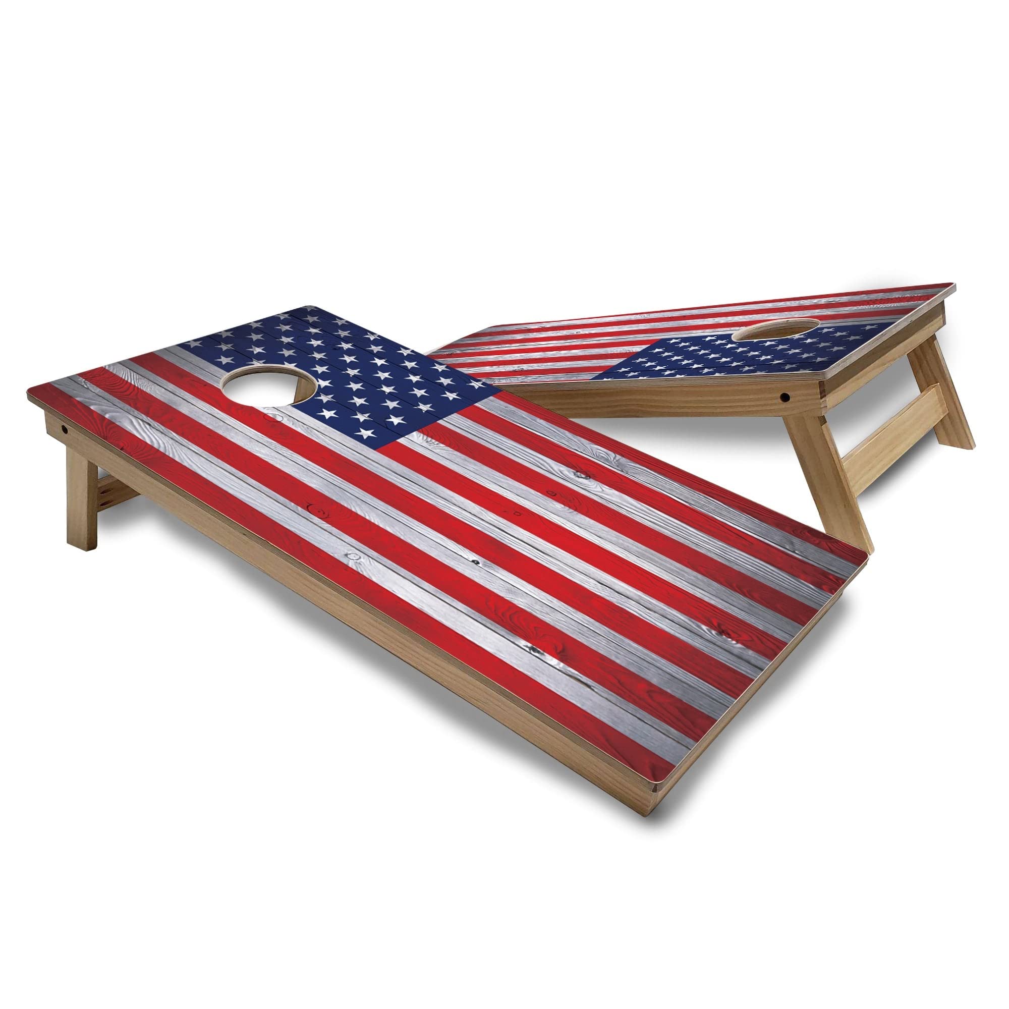American Flag Regulation 2x4 Corn Hole Board Game Set - Includes 2 Boards, 8 Bags & Accessories for Outdoor Parties, Tailgating, and Backyard Fun