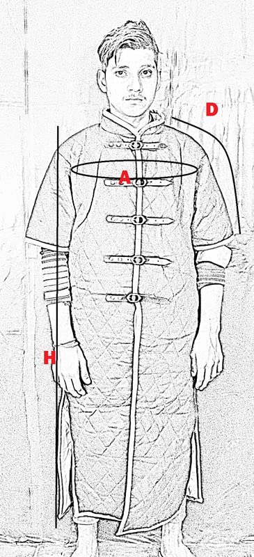 THE MEDIEVALS Thick Padded Short Sleeve Gambeson Coat - Medieval Aketon Jacket Armor for LARP, Cosplay & Renaissance Fairs - Breathable Cotton Fabric for Historical Reenactment & Costume Events