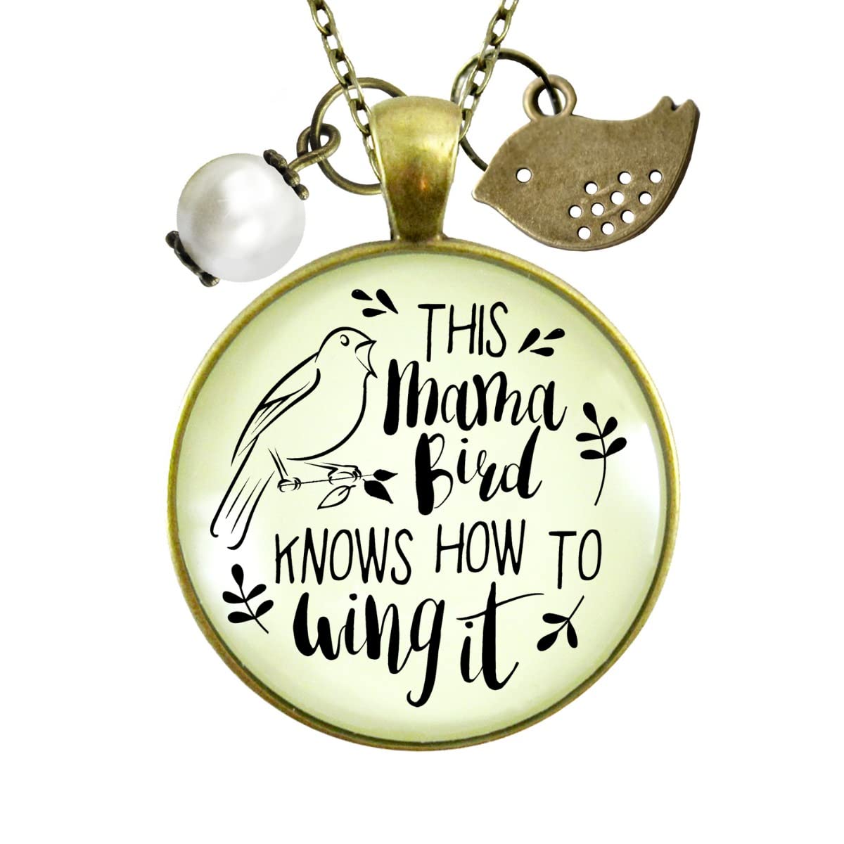 Mom Bird Necklace with Baby Bird Charm - 36