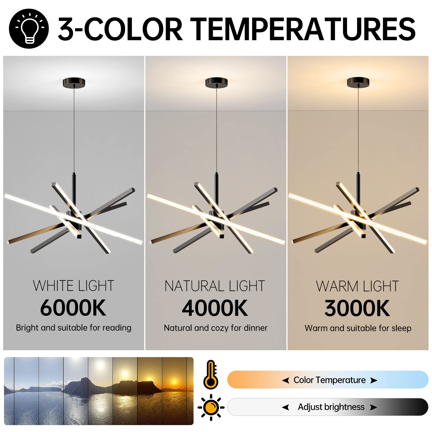 Modern Sputnik Chandelier 82W LED Gold Pendant Light - 31.5 Inch Dimmable Ceiling Fixture with Remote Control | Perfect for Dining Room, Living Room, Kitchen & Bedroom | Elegant Lighting Over Table for Home Decor