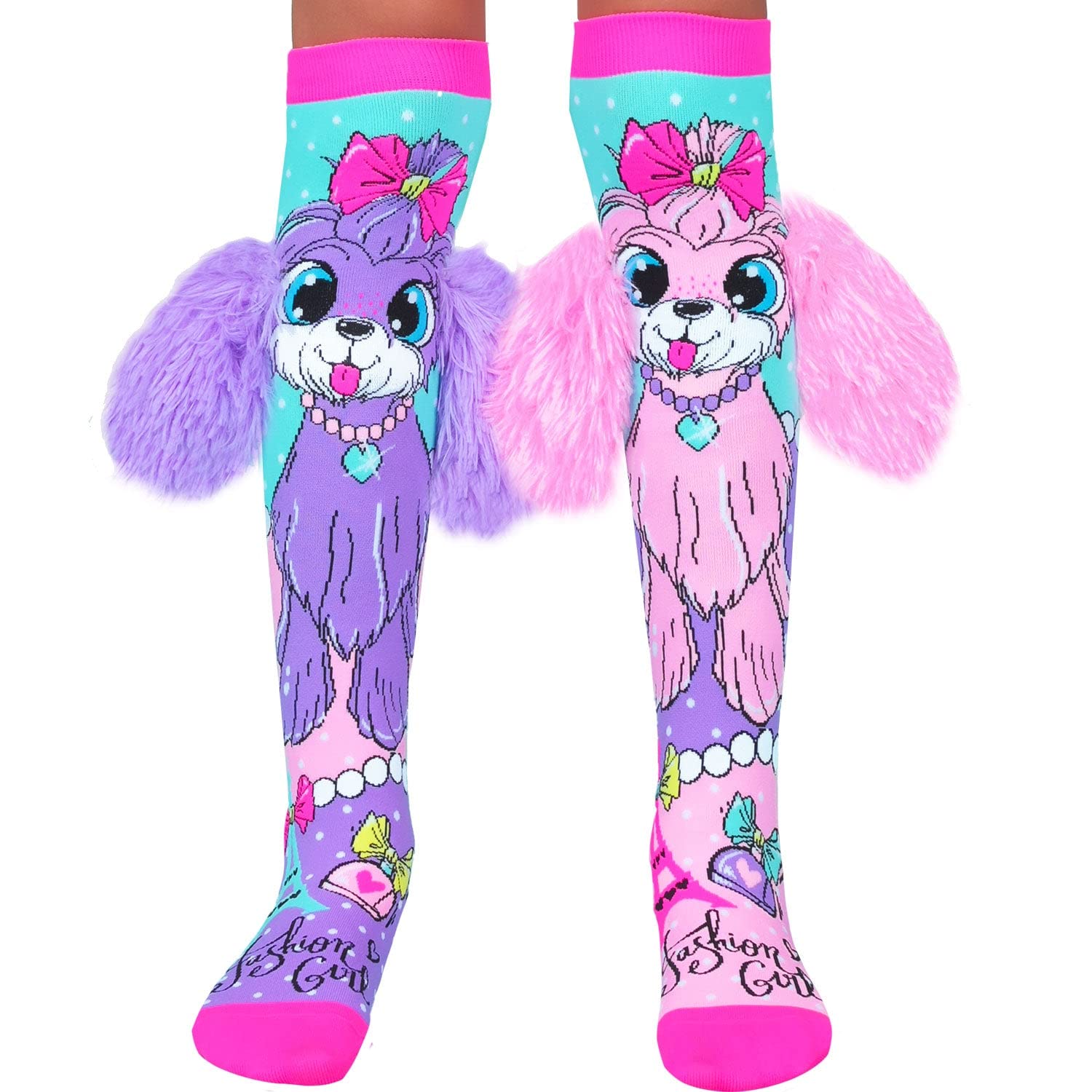 Cute Coco in Paris Knee High Socks with Fluffy Ears - Fashionable Women's Novelty Socks for Cosplay, Gifts, and Kawaii Outfits