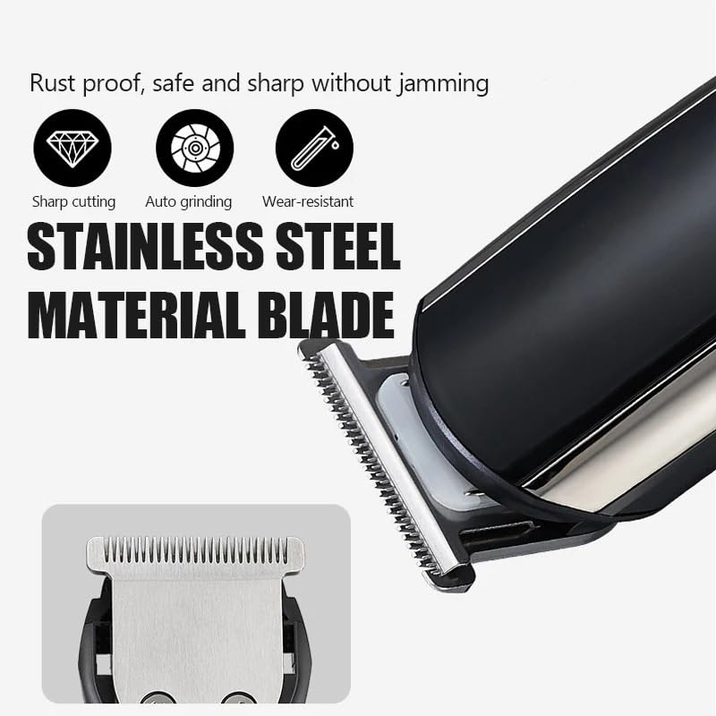 Professional Electric Hair Clippers for Men - Cordless Rechargeable Beard Trimmer, Nose & Ear Hair Trimmer, Barber Grooming Kit with Multiple Guards - Perfect for Home Haircuts, Beard Shaping & Personal Grooming (Waterproof, Black) - Great for Travel, Gym & Daily Use